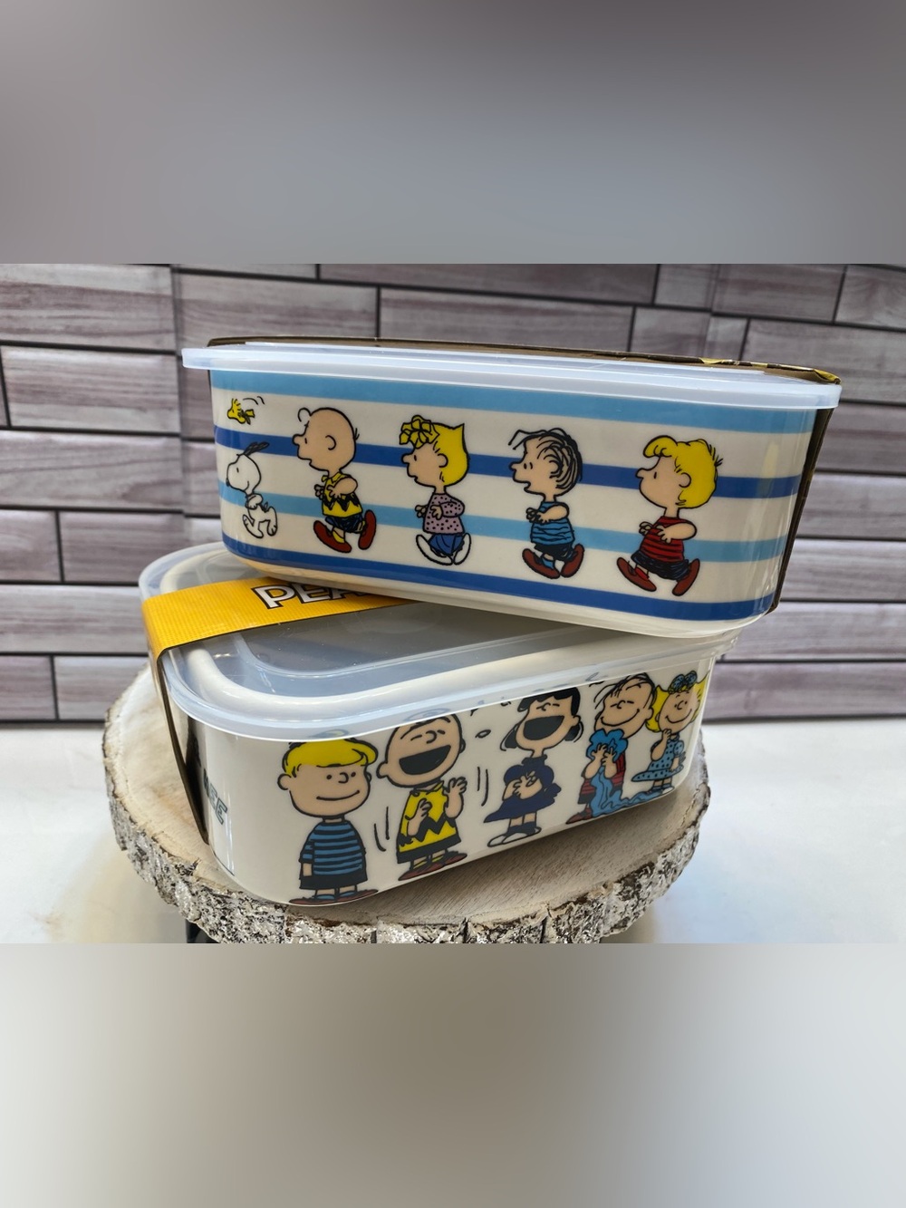 Peanuts Snoopy & The Gang ❤️(2) CHOW TIME Lunch Box Storage & Lid NEW
